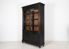 Large 19thC French Ebonized Oak Glazed Vitrine Bookcase - 2303277