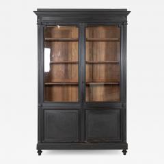 Large 19thC French Ebonized Oak Glazed Vitrine Bookcase - 2304320