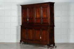 Large 19thC George III English Oak Fruitwood Housekeepers Cupboard - 3267835