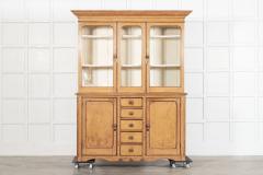 Large 19thC Painted English Pine Glazed Dresser - 4092291