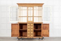 Large 19thC Painted English Pine Glazed Dresser - 4092292