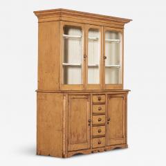 Large 19thC Painted English Pine Glazed Dresser - 4095341
