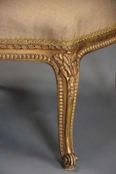 Large 19thc French carved giltwood stool with upholstered shaped seat - 4805870