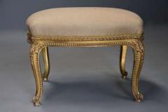 Large 19thc French carved giltwood stool with upholstered shaped seat - 4805873