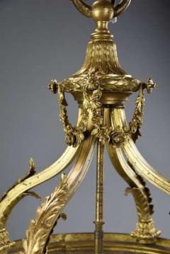 Large 19thc fine quality French gilt bronze circular hall lantern - 4806330
