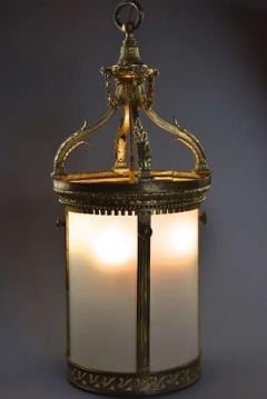 Large 19thc fine quality French gilt bronze circular hall lantern - 4806332