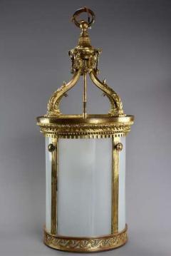 Large 19thc fine quality French gilt bronze circular hall lantern - 4806333