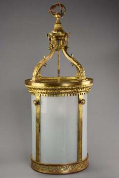 Large 19thc fine quality French gilt bronze circular hall lantern - 4806340