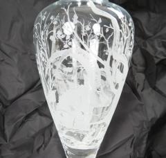 Large 20th Century Decorative Vase with Etched Antelopes by Erika Van Dewark - 4550161