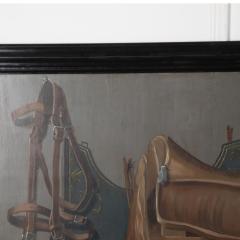 Large 20th Century Trompe LOeil Equestrian Oil on Canvas - 3653813