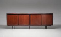 Large 4 door Credenza in Mahogany and Teak Italy 1960s - 3796726