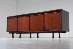 Large 4 door Credenza in Mahogany and Teak Italy 1960s - 3796727