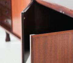Large 4 door Credenza in Mahogany and Teak Italy 1960s - 3796774