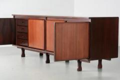 Large 4 door Credenza in Mahogany and Teak Italy 1960s - 3796792