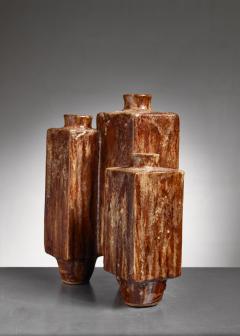 Large 48 cm 18 9 inch brown ceramic vase 1970s - 801158
