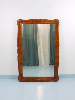 Large 59 Biedermeier Carved Scalloped Cherry Wood Wall Mirror Vienna 1850 - 4722484