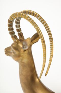 Large Aged Brass Ibex Bookends - 1502550