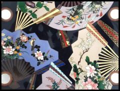 Large Antique 18 inch Japanese Cloisonne Enamel Charger with Fans - 3903485