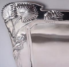 Large Antique Austrian Art Nouveau Silver Tray - 4002729
