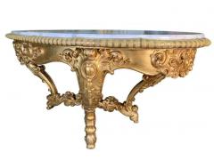 Large Antique Carved Gilt Wood Marble Top Center Table - 3686844