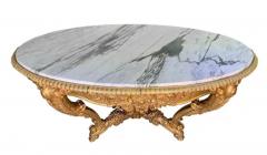 Large Antique Carved Gilt Wood Marble Top Center Table - 3686845