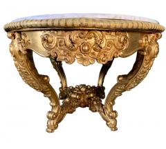 Large Antique Carved Gilt Wood Marble Top Center Table - 3686847