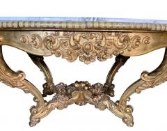 Large Antique Carved Gilt Wood Marble Top Center Table - 3686849