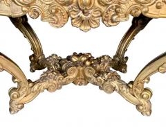 Large Antique Carved Gilt Wood Marble Top Center Table - 3686850