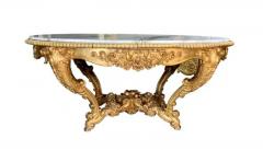 Large Antique Carved Gilt Wood Marble Top Center Table - 3686863