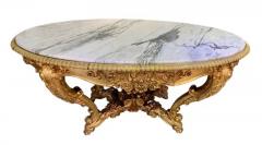 Large Antique Carved Gilt Wood Marble Top Center Table - 3686869