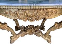 Large Antique Carved Gilt Wood Marble Top Center Table - 3686881