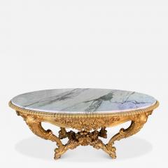 Large Antique Carved Gilt Wood Marble Top Center Table - 3688818