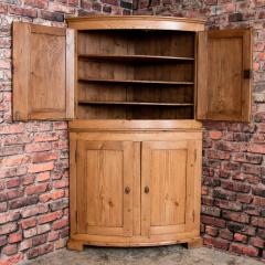 Large Antique Danish Bow Front Pine Corner Cabinet