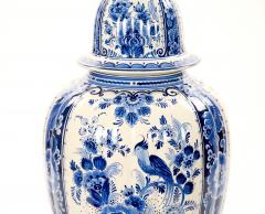Large Antique Dutch Blue and White Delft Fluted Covered Jars Circa 1880 - 4552190
