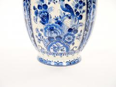 Large Antique Dutch Blue and White Delft Fluted Covered Jars Circa 1880 - 4552193