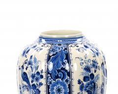 Large Antique Dutch Blue and White Delft Fluted Covered Jars Circa 1880 - 4552195