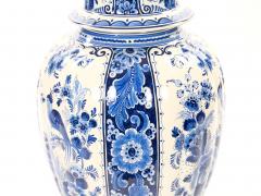 Large Antique Dutch Blue and White Delft Fluted Covered Jars Circa 1880 - 4552198