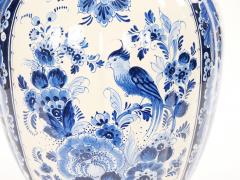 Large Antique Dutch Blue and White Delft Fluted Covered Jars Circa 1880 - 4552203