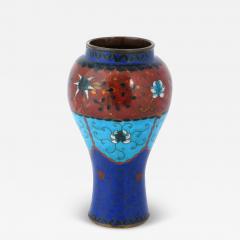 Large Antique Early Meiji Japanese Cloisonne Enamel Lotos Vase - 3934363