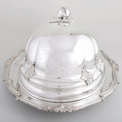 Large Antique English Silver Plate Tableware Armorial Cloche Warming Tray - 3988392