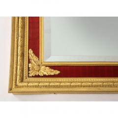 Large Antique French Gilt Bronze Ormolu and Red Guilloche Enamel Table Mirror - 1063988