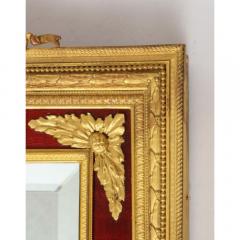 Large Antique French Gilt Bronze Ormolu and Red Guilloche Enamel Table Mirror - 1063989