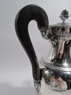 Large Antique French Restauration Etruscan Silver Coffeepot C 1820 - 3749182