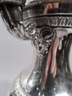Large Antique French Restauration Etruscan Silver Coffeepot C 1820 - 3749191