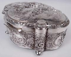 Large Antique German Rococo Classical Sterling Silver Box - 4246923