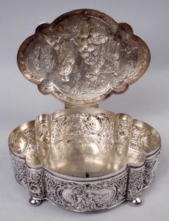 Large Antique German Rococo Classical Sterling Silver Box - 4246925