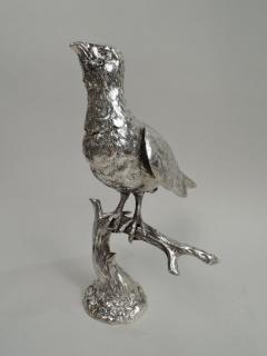 Large Antique German Silver Perched Bird Spice Box - 3753679