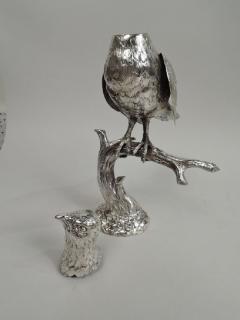 Large Antique German Silver Perched Bird Spice Box - 3753683