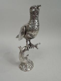 Large Antique German Silver Perched Bird Spice Box - 3753711