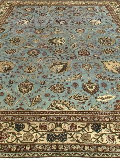 Large Antique Indian Amritsar Light Blue and Beige Handwoven Wool Rug - 3582317